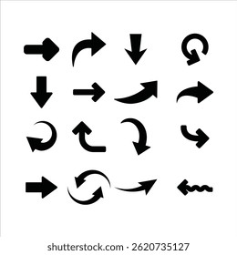 Setas grandes ícones de conjunto preto, ícone de seta, setas simples modernas, seta vetor coleção cursor