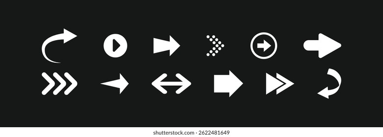 Flechas grandes iconos de conjunto negro. Icono de flecha. Colección de Vector de flecha. Flecha. Cursor. Modernas flechas simples. Ilustración vectorial