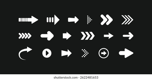 Arrows big black set icons. Arrow icon. Arrow vector collection. Arrow. Cursor. Modern simple arrows. Vector illustration
