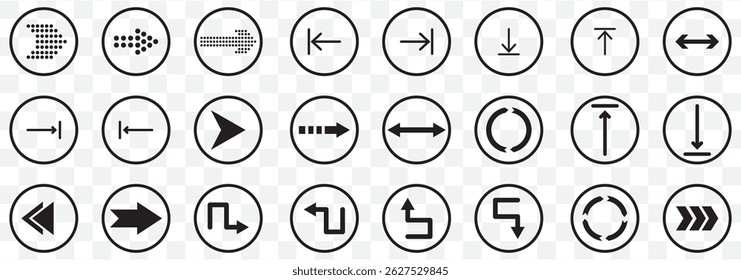 Arrows big black set icons, arrow icon, modern simple arrows, arrow vector collection cursor on Transparent Background. EPS 10.