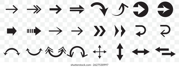 Arrows big black set icons, arrow icon, modern simple arrows, arrow vector collection cursor Arrow icons set. Vector Arrows collection on Transparent Background. EPS 10.