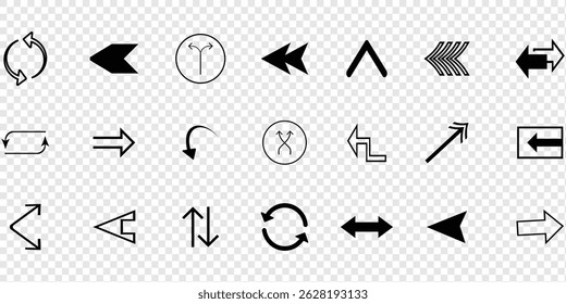 Arrows big black set icons . different arrow signs.