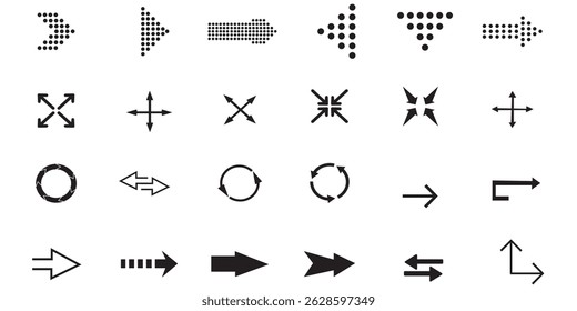 Flechas grandes iconos de conjunto negro. Icono de flecha. Colección de Vector de flecha. Flecha. Cursor. Modernas flechas simples. Ilustración vectorial. colecciones de Vector de flecha de Variedad.