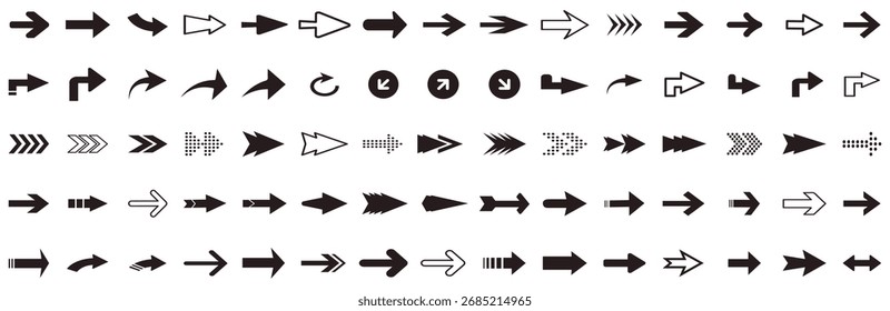 Arrows big black set icons. arrow icon, modern simple arrows, arrow vector collection cursor.