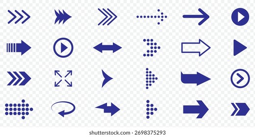 Flechas grandes iconos de conjunto negro, icono de flecha, flechas simples modernas, colección de Vector de flecha . Diferentes símbolos de dirección de flecha del cursor .