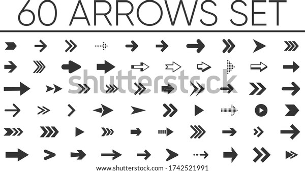 Arrows\
big black set icons. Arrow icon. Arrow vector collection. Arrow.\
Cursor. Modern simple arrows. Vector\
illustration
