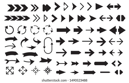 Arrows big black vector collection. Modern simple arrow or cursor illustration