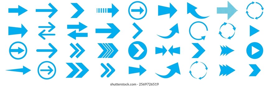 Arrows big blue set icons, arrow icon, modern simple arrows, arrow vector collection cursor. Arrow sign collection on white background vector image. 