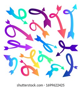 Arrows big Colorful set icons. Artistic Arrows set icons. set of colorful arrows.