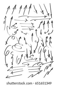 Arrows big set  hand drawn cute line art vector set illustration