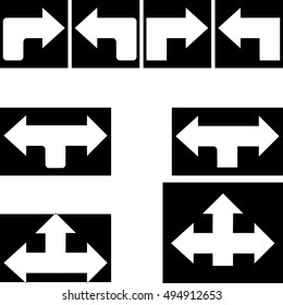 Arrows black colour different direction inversion left,right and up