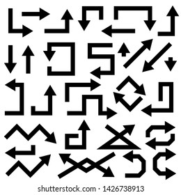 Arrows. Black flat icons. Vector illustration isolated on white background