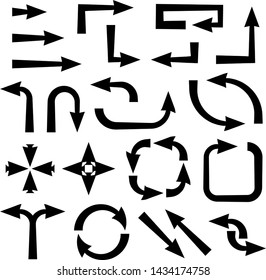 Arrows. Black flat icons. Vector illustration isolated on white background