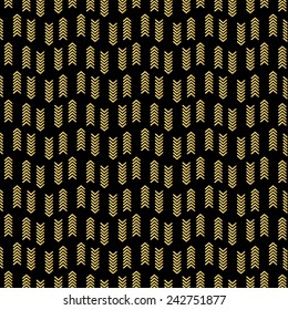 Arrows black and gold background, pattern.