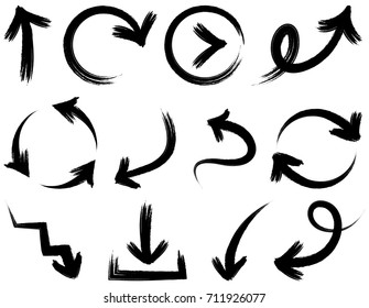 Arrows black hand drawn set