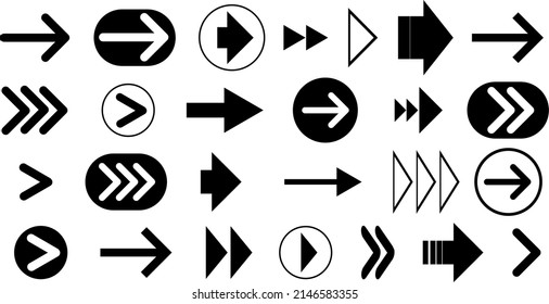 Arrows black icon set. Arrow icons. Collection of vector arrows. Simple arrows vector illustration. Various arrows set
