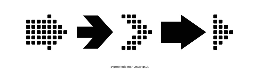 Arrows black icon set isolated on white background. Vector illustration 