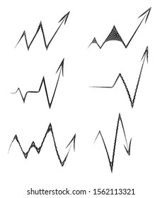 Arrows black  icon set vector illustration, low poly style