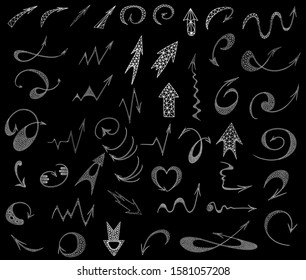 Arrows black icon set vector illustration, low poly style