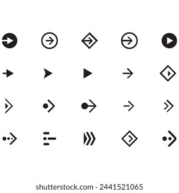 Arrows black icon set. Vector arrow Collection of different arrows icons. Cursor, pointer for web design, interface. Vector illustration. Direction pointers vector icons. Big collection pack. 