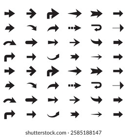 Arrows black icon set. Vector arrow. Collection of different arrows icons. Arrow icon. Cursor, pointer for web design, interface. Vector illustration. Set arrow icon. Collection different arrows sign.