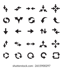 
Arrows black icon set. Vector arrow. Collection of different arrows icons. Arrow icon. Cursor, pointer for web design, interface. Vector illustration. Set arrow icon. Collection different arrows sign