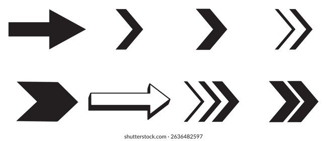 Arrows black icon set. Vector arrow. Collection of different arrows icons. Arrow icon. Cursor, pointer for web design, interface. Vector illustration. Set arrow icon. Collection different arrows sign.