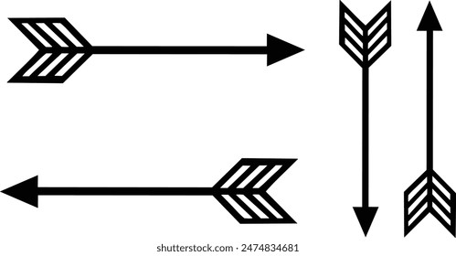 Arrows of  black icons. Arrow icon. Arrow vector collection. Arrow. Cursor. Unique simple arrows. Vector illustration.