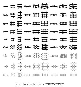 Flechas de juego de iconos negros. Colección vectorial Flechas. Ilustración moderna de vectores de flechas simples
