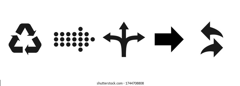 Arrows black set icons. Arrow collection vector illustration isolated on white.