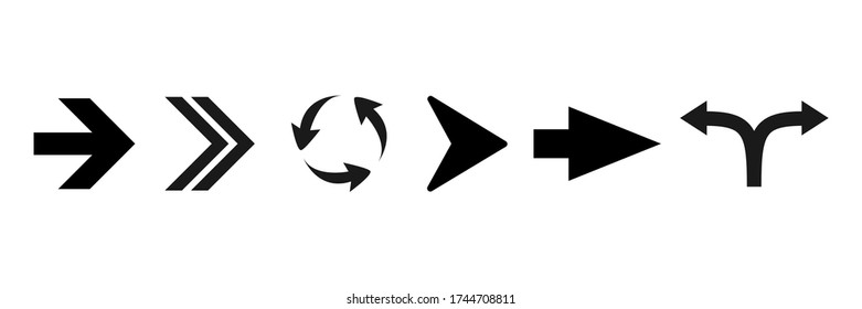 Arrows black set icons. Arrow collection vector illustration isolated on white.