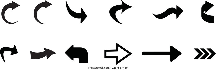 Flechas iconos de conjunto negro, icono de flecha, icono de flecha Set, colección de vectores de flecha, Flecha, Cursor.
Modernas flechas simples. Ilustración vectorial, colección de signos de flechas diferentes, flechas vectoriales negras