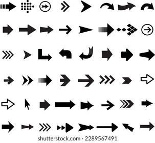 Arrows black set icons, Arrow icon, Set arrow icon, Arrow vector collection, Arrow,  Cursor.
Modern simple arrows. Vector illustration, Different arrows sign collection, Black vector arrows