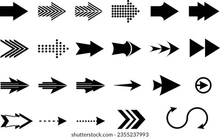Arrows black set icons. Arrow icon. Arrow vector Modern simple arrows. Vector illustration