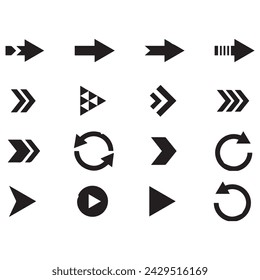 Arrows black set icons. Arrow icon. Arrow vector collection. Modern simple arrows. Vector illustration. Set of arrows collection in black color on a white background for website design. Arrows set.