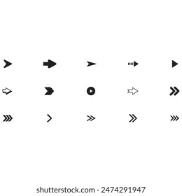 Arrows black set icons. Arrow icon. Arrow vector collection. Modern simple arrows. Vector illustration. Set of arrows collection in black color on a white background for website design. 