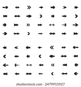 Flechas negro conjunto iconos. Icono de flecha. Colección de Vector de flecha. Flechas simples modernas. Ilustración vectorial. Conjunto de flechas de colección en color negro sobre un fondo blanco para el diseño de Sitio web. Conjunto de flechas