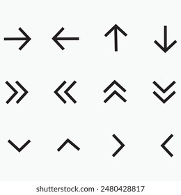Arrows black set icons. Arrow icon. Arrow vector collection. Modern simple arrows. Vector illustration. Set of arrows collection in black color on a white background for website design.