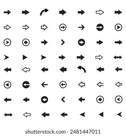 Arrows black set icons. Arrow icon. Arrow vector collection. Modern simple arrows. Vector illustration. Set of arrows collection in black color on a white background for website design.