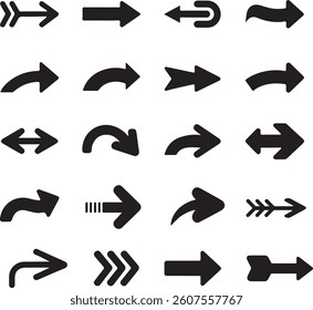 Arrows  black set icons. Arrow icon. Arrow vector collection. Arrow. Cursor. Modern simple arrows Vector 