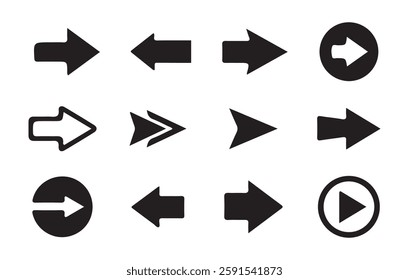 Arrows black set icons. Modern simple arrows. Collection different Arrows on flat style for web design. Vector Illustration Eps 10