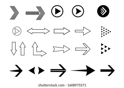 Arrows black set icons vector set collections. Arrow Cursor Modern simple illustration