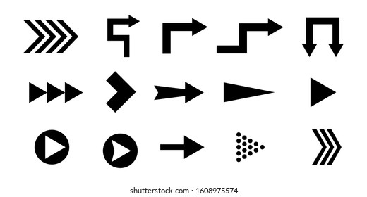 Arrows black set icons vector set collections. Arrow Cursor Modern simple illustration