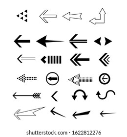 Arrows black set icons vector set collections. Arrow Cursor Modern simple illustration