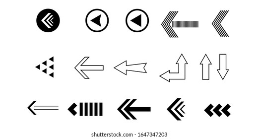Arrows black set icons vector set collections. Arrow Cursor Modern simple illustration