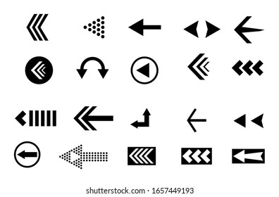 Arregla colecciones de conjuntos vectoriales de iconos de conjuntos negros. Cursor de flecha Ilustración simple moderna