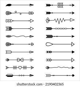 Arrows Black Set Icons, Vector Illustration, Isolated