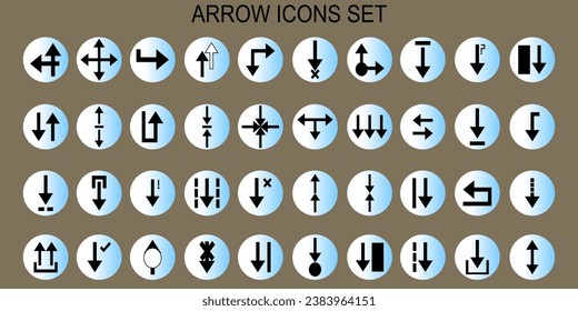 Arrows black set icons. Vector illustration.