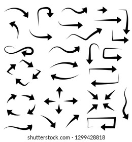 Arrows. Black signs. Vector illustration isolated on white background