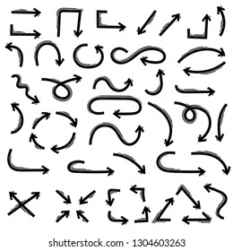 Arrows. Black signs. Vector illustration isolated on white background